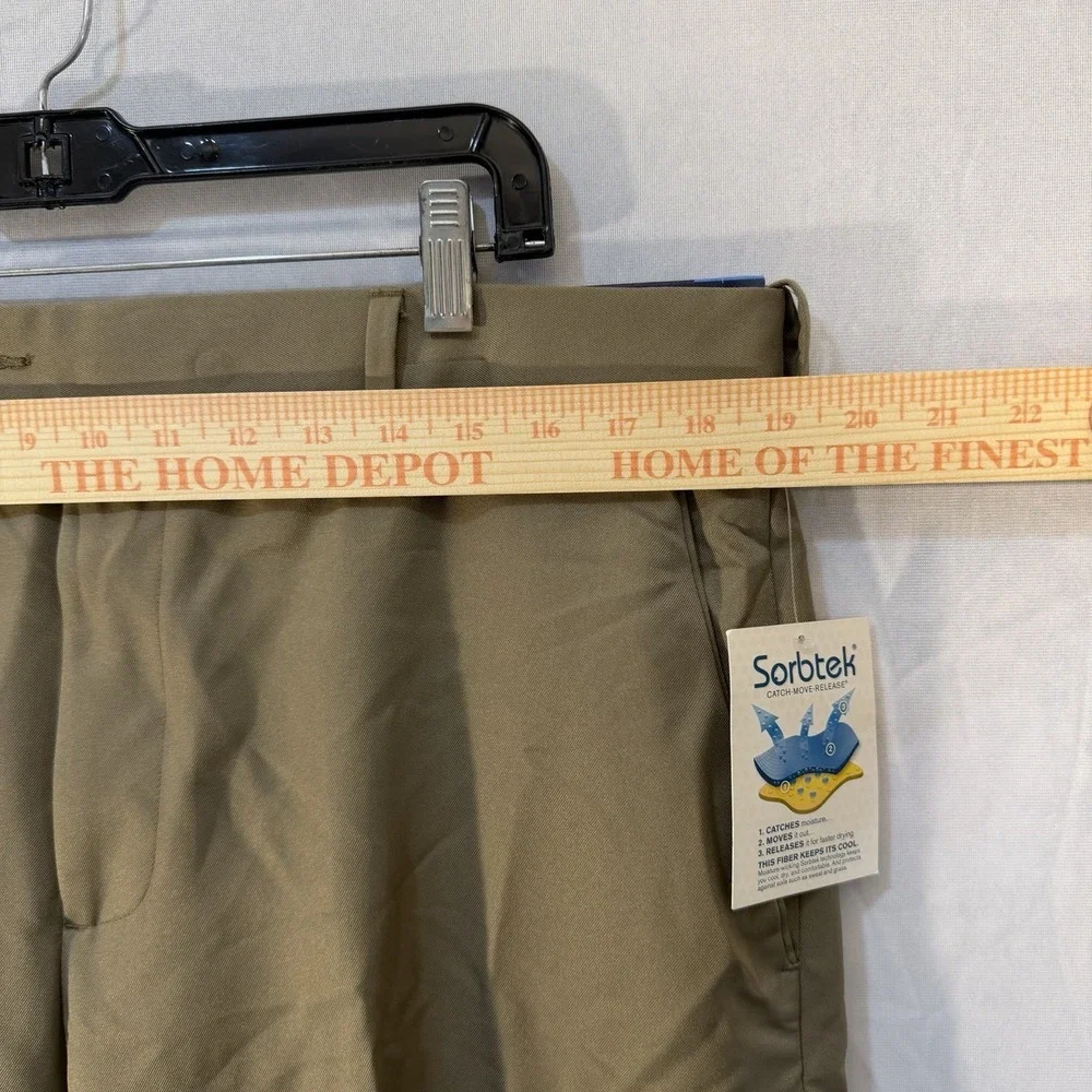 Croft & Barrow Pants Mens 38x29 Tan Khaki Half Elastic‎ Stretch Dress Casual NEW